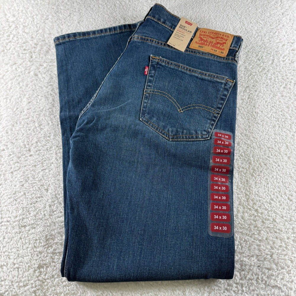 Levi's 505 Size 34x30 Jeans New NWT Extra Room in Thigh Straight Leg Denim Pants